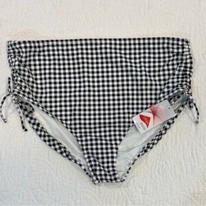 Lands' End Black and White Plaid Swimwear